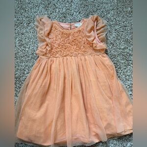 Cat and Jack Kids Peach Tulle Rose Applique Kids Dress SZ 5
